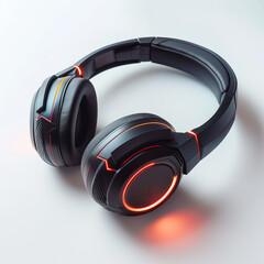 Still Life of Wireless Cyberpunk Headphones with White Background: Ideal for Futuristic Technology, Audio Gear, and Modern Design Imagery