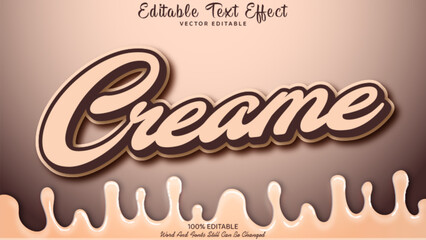 Cream 3d Bold Text Effect Mockup.