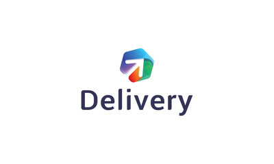 Hexagonal arrow high speed delivery gradient colour 3d technological motion logo