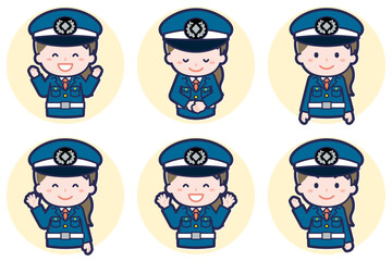 女性警備員のポーズセット_02