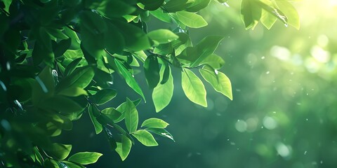 Abstract Leafy Canopy Background A refreshing abstract background featuring a leafy canopy with vibrant green hues, highlighting the natural and tranquil beauty.