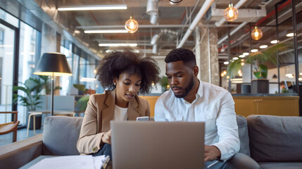 Diverse team engaging in lively discussion at modern office, collaborative work and positive atmosphere