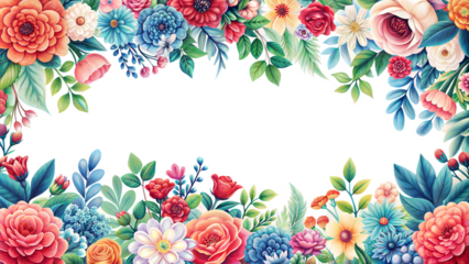 The image features a white background with a floral design at the bottom.  Half top part is empty for text, over and bottom part with floral design