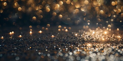 Luxurious Atmosphere: Abstract Gold with Blurred Bokeh Lights