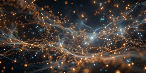 Fototapeta premium Dark Blue with Glowing Particles