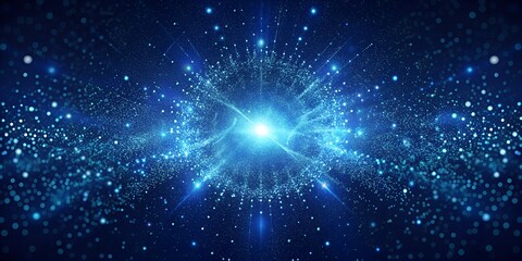 Radiant Glow: Abstract Dark Blue Particle Background