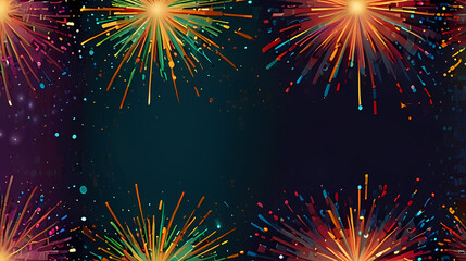 Fototapeta premium festive starburst background with sparkling confetti and fireworks exploding in various directions