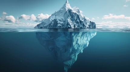 A large ice block is floating in the ocean. Generate AI image