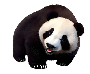 Obraz premium Cute Panda Bear, Head Cocked To The Side, with Transparent Background