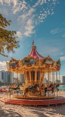 A carousel on the beach