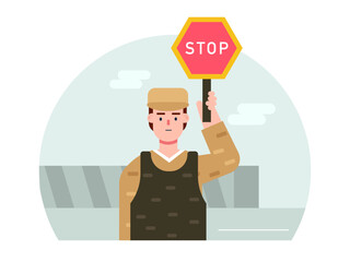 Army man standing. Army vector illustration