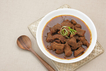 Daging Kelem, made from beef, coconut milk and spices. Indonesian food
