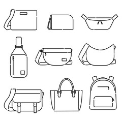 カジュアルバッグ　線画　セット