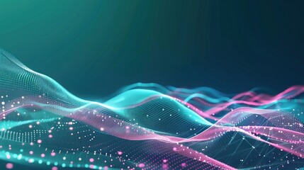 Abstract Digital Landscape With Pink and Blue Waves