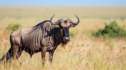 Obraz premium Blue wildebeest (Connochaetes taurinus) on the savanna