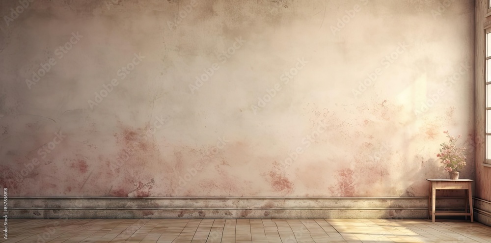 Canvas Prints studio background of an empty room with a window and a small wooden table