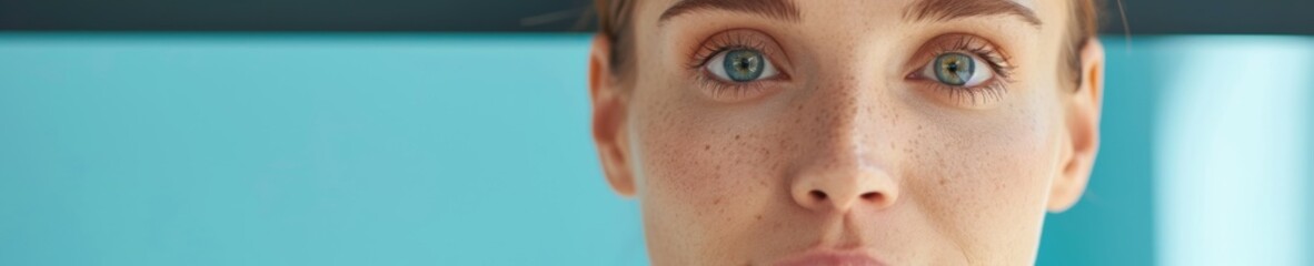 Obraz premium Empowering Portrait of a Determined Young Caucasian Woman in a Sleek, Modern Office Environment