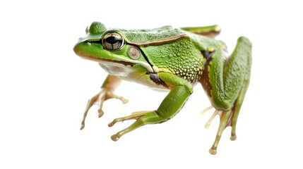 Fototapeta premium Small green frog isolated on white background.