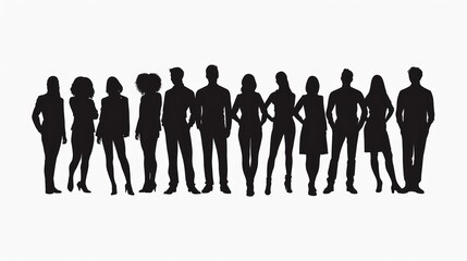 A group of people are standing in a line, with some of them wearing black