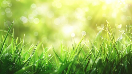 A lush green field with sunlight shining through the trees
