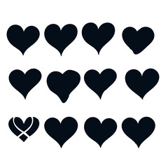 Collection of black heart illustration,Hand drawn hearts.Vector symbol icon set.black and white design.