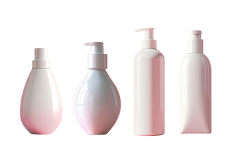 Set of pump bottles for cosmetics transparent background.