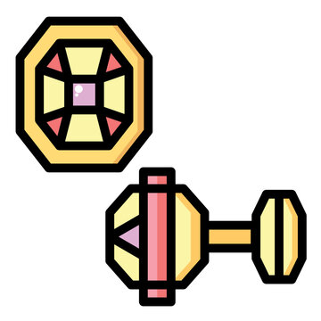 gold cufflinks with pink gemstone clip art preview