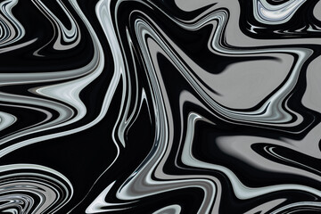 Abstract black and white liquid background texture. Abstract design, flow Backgound.