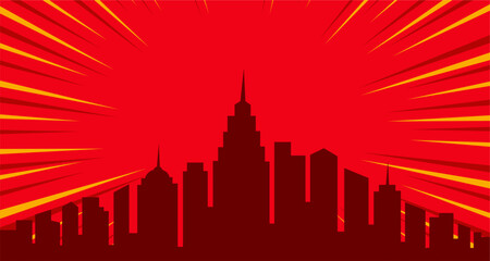 Comic Book City Background Isolated On White Background. Vector Illustration In Flat Style.