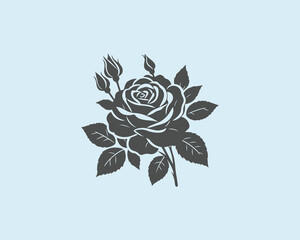 rose flower silhouette shape design 