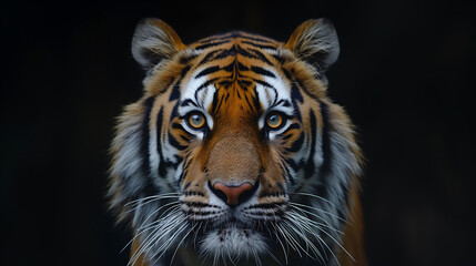 Fototapeta premium Close-up photograph of a tiger on a black background