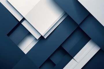 abstract white geometric shapes and layers on dark blue navy background elegant and posh design for website or business concept illustration