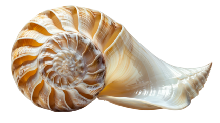 Close-up of a beautifully detailed seashell with intricate patterns and a smooth, shiny surface, showcasing the beauty of nature's artistry.