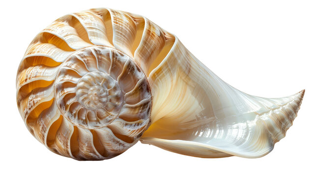 Close-up of a beautifully detailed seashell with intricate patterns and a smooth, shiny surface, showcasing the beauty of nature's artistry.