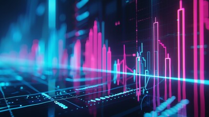 Digital financial chart with rising and falling bars