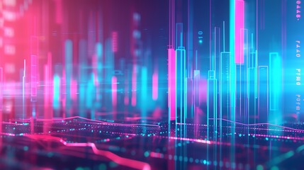 Digital financial chart with rising and falling bars