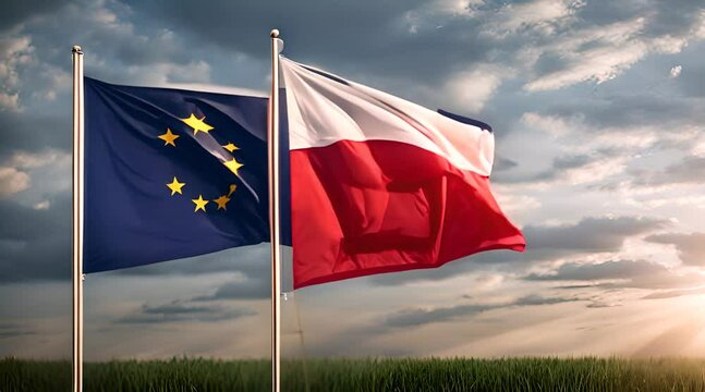 Flaga Polski i Unii europejskiej
