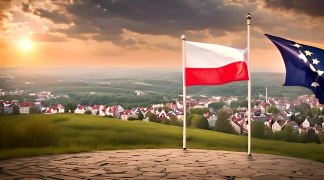 Flaga Polski i Unii europejskiej