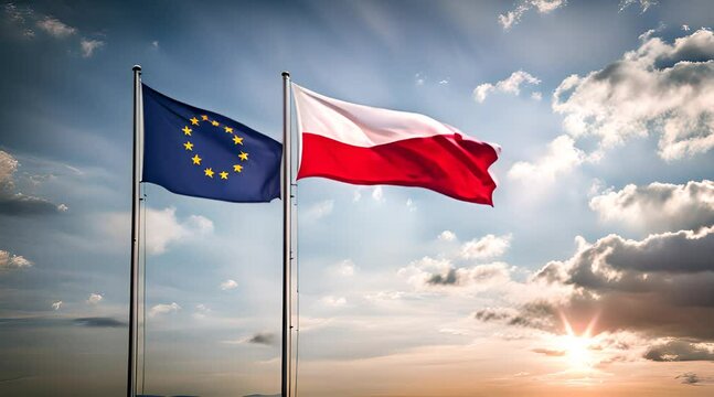 Flaga Polski i Unii europejskiej