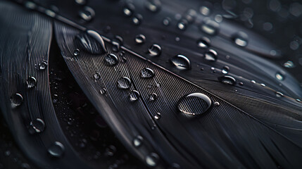 close up shot, plant in the garden, dark leaf with raindrop , micro nature background