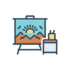 Color illustration icon for arts