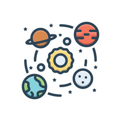 Color illustration icon for astronomy