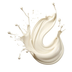 Curvy vanilla milk splash isolated on white background, Cream splash, Thick vanilla milk splash, yoghurt in air