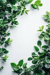Fototapeta premium Greenery surrounding white background