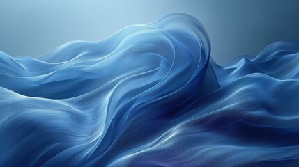 a dynamic fluid art piece in shades of blue and white, evoking a sense of ocean waves and movement.