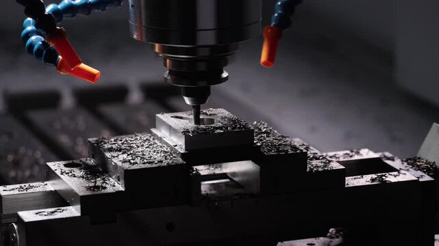 CNC machine cutting a piece of metal p2
