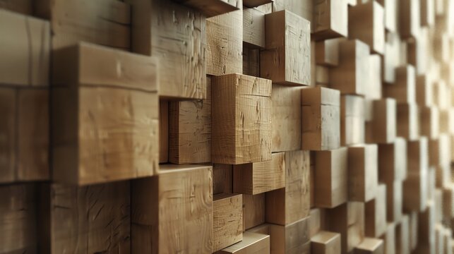 a wooden wall made from wood, in the style of synthetic cubism, ferrania p30, thx sound, soft, dream-like quality, exacting precision, naturecore, dau al set 16:9