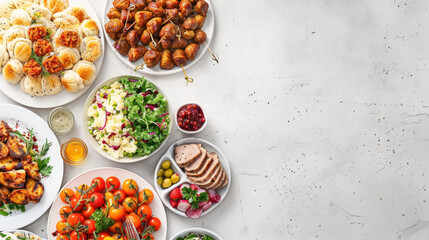 Communal Potluck Gathering, Featuring Dishes from Around the World