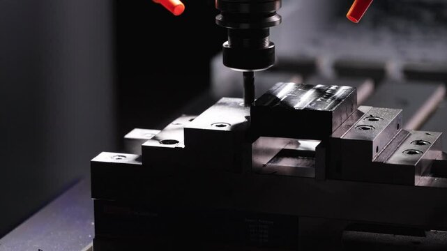 CNC machine cutting a piece of metal p5