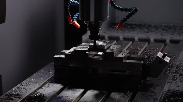 CNC machine cutting a piece of metal p4